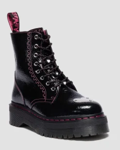 Jadon Distressed Lackleder Plateaustiefel in Schwarz