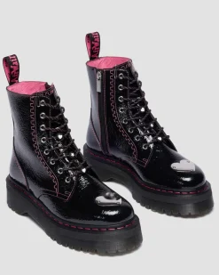 Jadon Distressed Lackleder Plateaustiefel in Schwarz