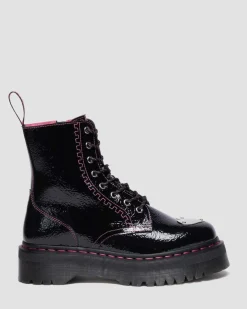 Jadon Distressed Lackleder Plateaustiefel in Schwarz