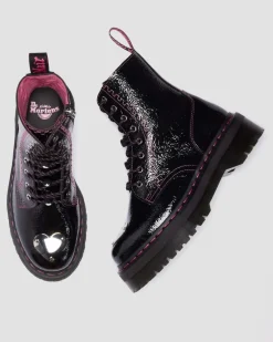 Jadon Distressed Lackleder Plateaustiefel in Schwarz