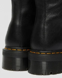 Jadon Leder Plateaustiefel mit Kunstfellfutter in Schwarz