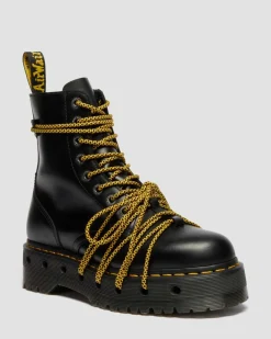 Jadon XL Leder Plateaustiefel in Schwarz