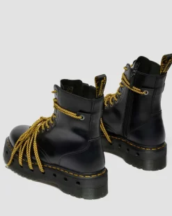 Jadon XL Leder Plateaustiefel in Schwarz