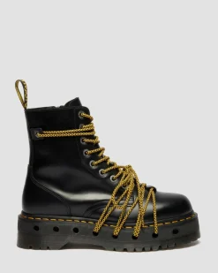 Jadon XL Leder Plateaustiefel in Schwarz