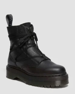 Jarrick II Geschnürte Leder Plateaustiefel in Schwarz