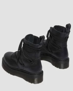 Jarrick II Geschnürte Leder Plateaustiefel in Schwarz