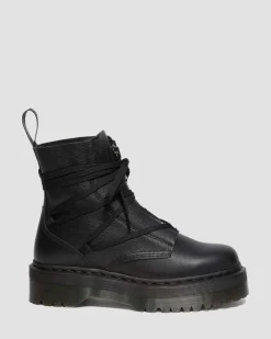 Jarrick II Geschnürte Leder Plateaustiefel in Schwarz