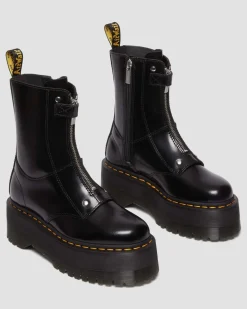 Jetta Hi Max Buttero Leder Plateau Stiefel in Schwarz