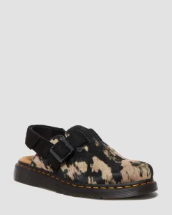 Jorge II Kontrast Hair-On Mules in Schwarz