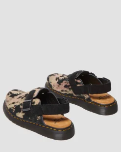 Jorge II Kontrast Hair-On Mules in Schwarz