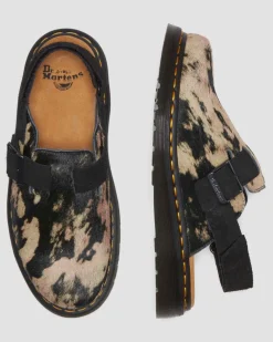 Jorge II Kontrast Hair-On Mules in Schwarz