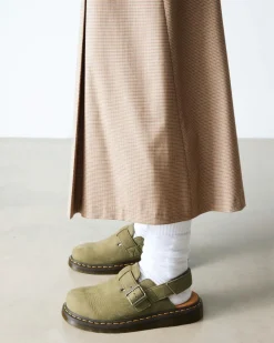 Jorge II Tumbled Nubuck Leder Slingback Mules in Muted Olive