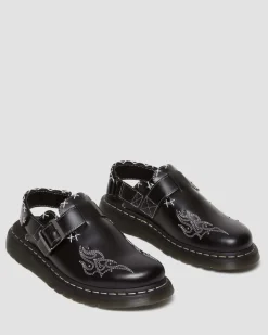 Jorge Leder Mules mit Kontrastnähten in Schwarz