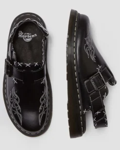 Jorge Leder Mules mit Kontrastnähten in Schwarz