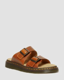 Josef Leder Buckle Slide Sandalen in Oak
