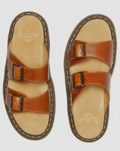 Josef Leder Buckle Slide Sandalen in Oak