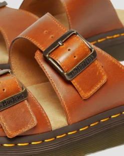 Josef Leder Buckle Slide Sandalen in Oak