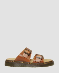 Josef Leder Buckle Slide Sandalen in Oak