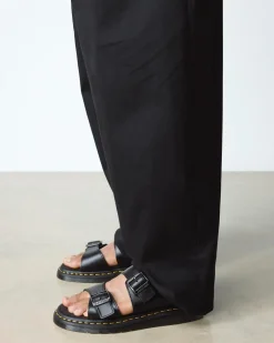 Josef Leder Buckle Slide Sandalen in Schwarz
