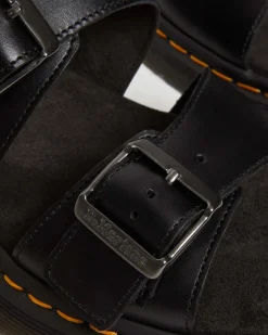 Josef Leder Buckle Slide Sandalen in Schwarz