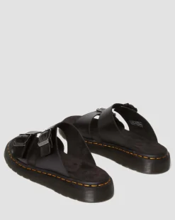 Josef Leder Buckle Slide Sandalen in Schwarz