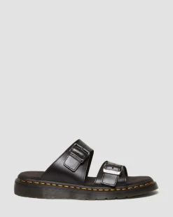 Josef Leder Buckle Slide Sandalen in Schwarz