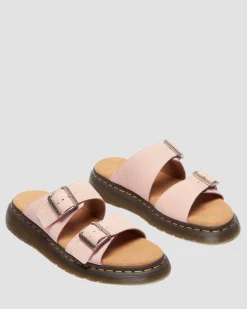 Josef Nubuck Leder Slide Sandalen in Puderrosa