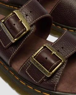 Josef Slide Grizzly Leder Sandalen in Dunkelbraun
