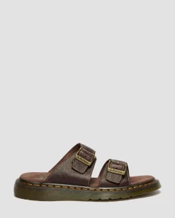 Josef Slide Grizzly Leder Sandalen in Dunkelbraun