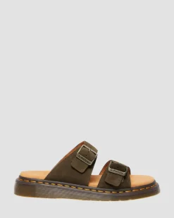 Josef Wildleder Slide Sandalen in Olivgrün Grün