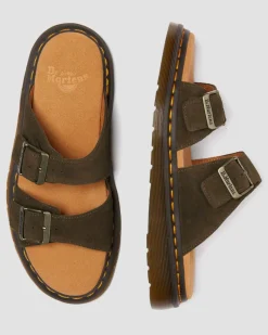 Josef Wildleder Slide Sandalen in Olivgrün Grün