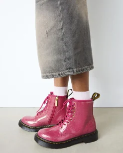 JUNIOR 1460 GLITZER LACKLEDER STIEFEL in Pink, Silber & Gold