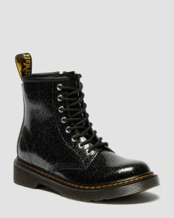 JUNIOR 1460 GLITZER LACKLEDER STIEFEL in Schwarz & Silber