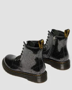 JUNIOR 1460 GLITZER LACKLEDER STIEFEL in Schwarz & Silber