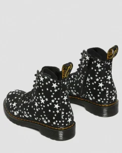 Junior 1460 Pascal Star Suede Lace Up Boots in Schwarz