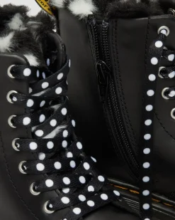 Junior 1460 Serena Lederstiefel mit Kunstfellfutter in Schwarz