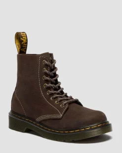 Junior 1460 Tumbled Nubuck Stiefel in Dunkelbraun