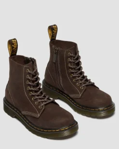 Junior 1460 Tumbled Nubuck Stiefel in Dunkelbraun