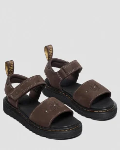 Junior Marlowe Flower Nubuck Riemensandalen in Dunkelbraun