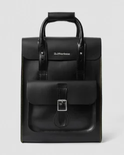 Kiev Glattleder Laptop Rucksack in Schwarz