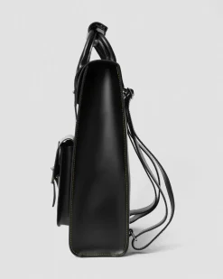 Kiev Glattleder Laptop Rucksack in Schwarz