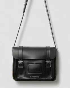 Kiev Glattleder Umhängetasche 28 cm in Schwarz
