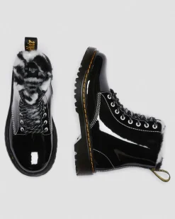Kinder 1460 Serena Lackstiefel mit Kunstpelzfutter in Schwarz