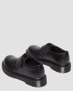 Kinder Kamron Leder Riemen Klettverschluss Oxford Schuhe in Schwarz