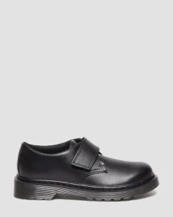 Kinder Kamron Leder Riemen Klettverschluss Oxford Schuhe in Schwarz