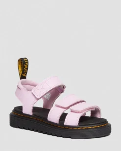 Kinder Klaire Athena Leder Riemen Klettverschluss Sandalen in Pink Oliv