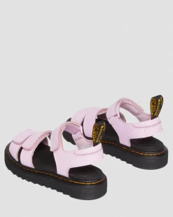 Kinder Klaire Athena Leder Riemen Klettverschluss Sandalen in Pink Oliv