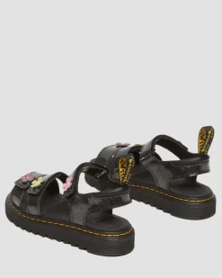 Kinder Klaire Coated Glitter Velcro Sandalen in Black