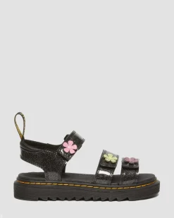 Kinder Klaire Coated Glitter Velcro Sandalen in Black