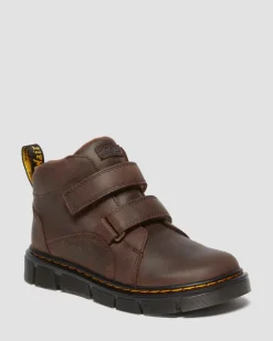 Kinder Raffe Easy-On Leder Stiefel in Dunkelbraun